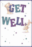 Charming and full of optimism, this illustrated get well card features two adorable companions-a teddy bear and a lively puppy-who seem to spring forward with joy as they cradle the colourful letters spelling out 'Get Well.' The bear rests atop the bold 'GET,' while the puppy balances along 'WELL,' each face animated with expressions of affection and hope that feel right at home amidst Kentish Town's welcoming neighbourhood vibe. The indigo and teal typography pops confidently against a gentle cream background, reminding one of the soft light that filters through St. Pancras Gardens in the early afternoon. Scattered stars in blues and purples dance across the card, suggesting the magical possibility wrapped in a well wish. From the illustrated plushness of the bear's fur to the velvety softness of the puppy's droopy ears, every textural detail invites comfort-much as a thoughtfully wrapped bouquet from Flower Delivery Kentish Town does for its recipient. This card is more than a message-it's a little salve of kindness, perfect for conveying warm support and heartfelt encouragement to someone recovering within the vibrant fabric of Kentish Town.